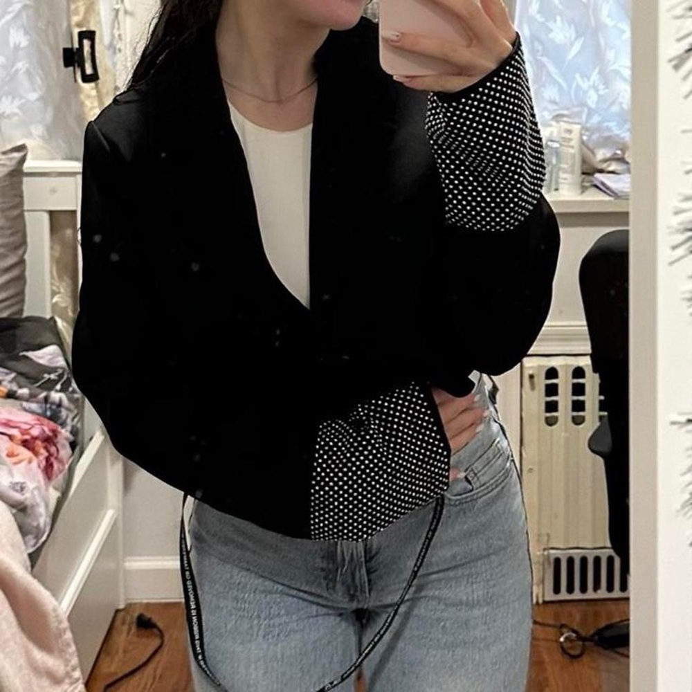 Sla the label black blazer with sparkly cuffs